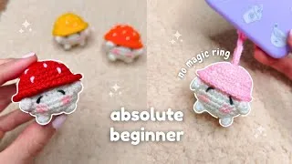 Thumbnail: Crochet Mushroom For Absolute Beginners - no magic ring - no assembling