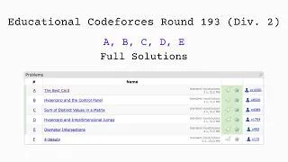 Thumbnail: Educational Codeforces Round 193 (Div. 2) Solutions | Problems A, B, C, D, E | C++