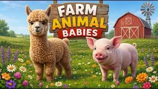 Thumbnail: Farm Baby Animals 🐮🐑 | Learn Baby Animal Names & Sounds | YaxLittleStarts #babyanimals #animalnames