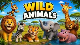 Thumbnail: Wild Animals & Sounds for Kids 🦁🐯🐘 | Learn Animal Names & Sounds | Fun Educational Video