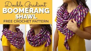 Thumbnail: Double Gradient Boomerang Shawl - FREE Crochet Shawl Pattern for Hand-Dyed or Gradient Yarns