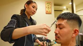 Thumbnail: 💈(ASMR) Japanese Female Barber Gives Him a Flawless Zero Fade in Osaka, Japan
