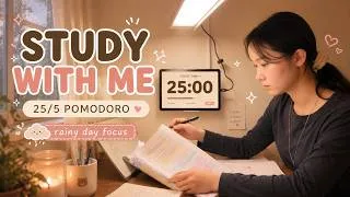 Thumbnail: Study With Me 🌧️ | Pomodoro 25/5 | Rain Sounds