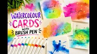 Thumbnail: Watercolour Cards with Brush Pen 🌈 | Easy DIY Greeting Card Ideas | Satisfying Art Tutorial