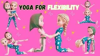 Thumbnail: MASHA & ELSA: Great partner yoga for kids full body | Simple routine for flexibility and strength