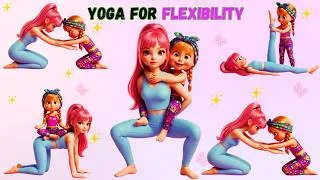 Thumbnail: Kids Partner Yoga with Masha & Her Best Friend 🌈 | Full Body Relaxation, Flexibility & Calm Easy