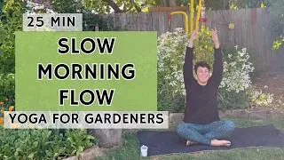 Thumbnail: 25-Minute Morning Yoga Flow for Gardeners 🍵 | Hips, Neck, Shoulders & Gentle Strength