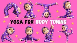 Thumbnail: Masha's Full Body Yoga Routine | Body Toning, Strength & Flexibility | Healthy Yoga for Kids