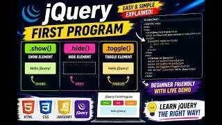 Thumbnail: Your First jQuery Web Program | Show, Hide & Toggle Effects🚀🔥#webdevelopment #jquerytutorial