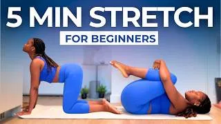 Thumbnail: 5 Min Yoga for Beginners | Easy Full Body Stretch (R&B Playlist)