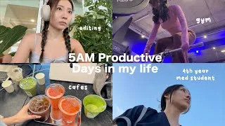 Thumbnail: Waking up at 5AM Vlog 🌀 chaotic week, gym era, pottery, EM rotation, car crash, kcon