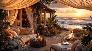 Thumbnail: Cozy Beach Cottage Porch at Sunset… 🌅🔥 | Ocean Waves & Crackling Fire for Deep Sleep
