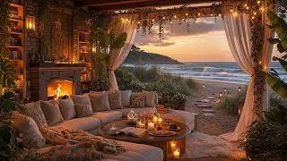 Thumbnail: Seaside Firelight Sanctuary 🌊🔥 Ocean Waves & Cozy Sounds for Deep Sleep