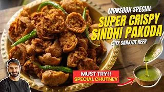 Thumbnail: Sindhi SANNA PAKODA Recipe | CRISPY Besan Pyaaz ke Pakode | सिंधी सन्ना पकोड़ा | Chef Sanjyot Keer