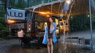 Thumbnail: Amazing Extreme Luxury Tierdrop Caravan Camping in the Rain ☔ Cooking in Natureㅣrain ASMR