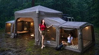Thumbnail: 비 오는 날 초대형 방 3개 무한 확장이 가능한 차박 에어 텐트 캠핑 ☔ 계곡 물에 던지면 보트로 변하는 에어 텐트