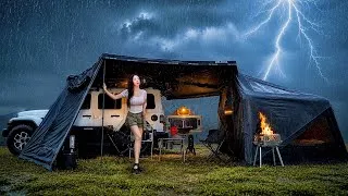 Thumbnail: 🌩 Cozy Car Tent Camping in the Heavy Rain, Thunder, and Lightning⚡