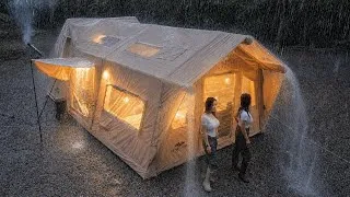 Thumbnail: Powerful Heavy Rain Camping 🌧️ 5-Star Hotel Comfort in a Luxury 3-Room Tent