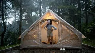 Thumbnail: ☔️Camping in Heavy Rain with Inflatable Tent | Pouring Rain ASMR
