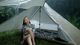Thumbnail: ☔ Beautiful Girl Solo Camping in The Rain - RELAXING CAMPING ASMR WITH RAIN SOUNDS