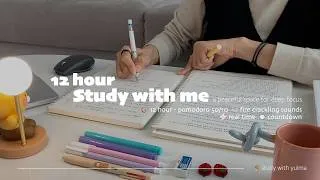 Thumbnail: 🧸12HR STUDY WITH ME ㅣPomodoro 50/10ㅣ🔥Fire Crackling Sounds for Deep Focus