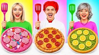 Thumbnail: Me vs Grandma vs Chef Cooking Challenge! Cake Decorating Went Wrong by YUMMY JELLY