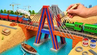 Thumbnail: DIY Mini Tractor Builds a Strong Bridge for Trains with a Suspension Cable System