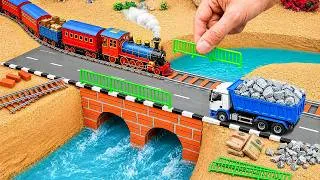 Thumbnail: DIY Mini Tractor Builds a Strong Brick Bridge with a Combined Railway and Road