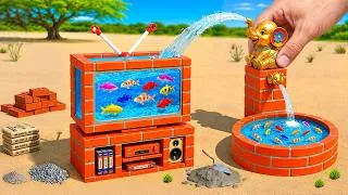 Thumbnail: DIY Mini Tractor Builds a TV-Shaped Brick Fish Tank with a Water Fountain