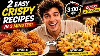 Thumbnail: 2 Easy Crispy Recipes in 3 Minutes! 🍗🧀 Crispy Fried Chicken & Cheesy Garlic Fries