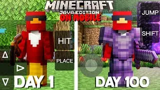 Thumbnail: Surviving 100 Days in Minecraft JAVA Edition on my Phone
