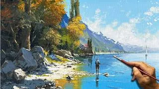 Thumbnail: "Mountain Waters" Acrylic painting. Artist - Viktor Yushkevich. #251