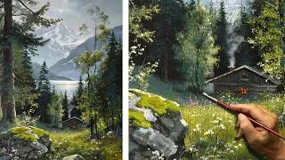 Thumbnail: "Mountain Silence" Acrylic painting. Artist - Viktor Yushkevich. #248