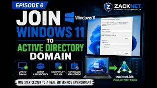 Thumbnail: Part 6 – Join Windows 11 to Active Directory Domain | Hyper-V Home Lab (ZackNet Lab)