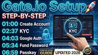 Thumbnail: How to Set Up Gate.io Account Step-by-Step (2026) | KYC, Google Auth, Passkey & Fund Password