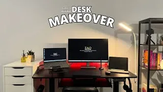 Thumbnail: cozy + minimal desk makeover 🖥️ Amazon haul, lighting, cable management, new monitor