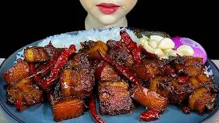 Thumbnail: Braised Pork Belly, Garlic, Onion & White Rice * MUKBANG SOUNDS *