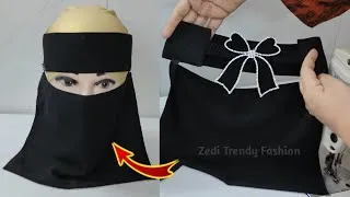 Thumbnail: Canvas Forehead Bow Niqab Design Cutting & Stitching | Free Size Nose Piece | Trendy Saudi Niqab DIY