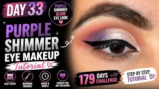 Thumbnail: Purple shimmer + soft glam eye Makeup Day 33 of my 179 Days | Eye Makeup Tutorial #makeuptutorial 