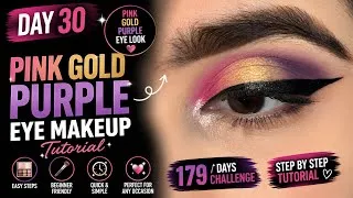 Thumbnail: Day 30/179 ✨ Pink Gold Purple Eye Makeup Tutorial | Beginners Makeup Tutorial 💜💗 #makeup #trending 