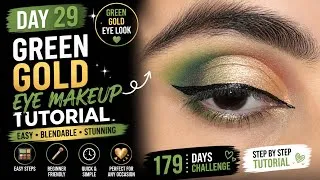 Thumbnail: Green & Gold Glam 💚 Day 29 of my 179 Days Makeup Challenge | Eye Makeup Tutorial 
