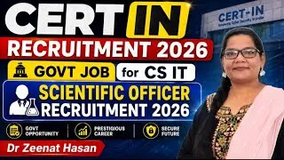 Thumbnail: CERT-IN Recruitment 2026 | Govt Job for MCA BTech Mtech | 13 Aug 2026