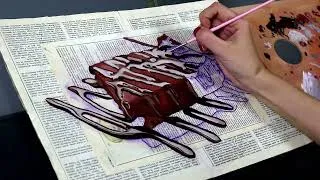 Thumbnail: Oil Painting Series on Newspaper (Chocolate Brownie) Long Version.
