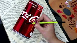 Thumbnail: Oil Painting Series on Newspaper (Coke Tin) Long Version.