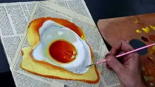 Thumbnail: Oil Painting Series on Newspaper (Egg Bread) Long Version.