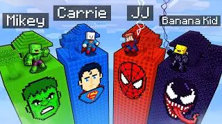 Thumbnail: SUPERHERO CHUNK: Mikey vs JJ vs Friends Minecraft Battle! Maizen