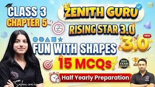 Thumbnail: Class 5 Maths mela | 15 MCQs practice on Fun With Shapes | Chapter 5 | NCERT | By Saloni ma'am