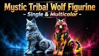 Thumbnail: Mystic Tribal Wolf Figurine – Single & Multicolor 3D FDM