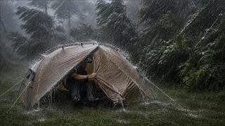 Thumbnail: WORST EXPERIENCE OF BEING HIT BY A RAIN STORM ⛈️ Relaxing Camping in Heavy Rain