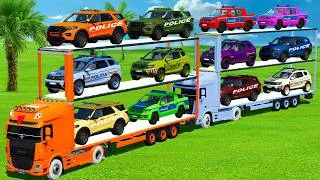 Thumbnail: TRANSPORTING POLICE CARS, DACIA, VOLKSWAGEN & MERCEDES WITH MASSIVE TRAILER - FS22